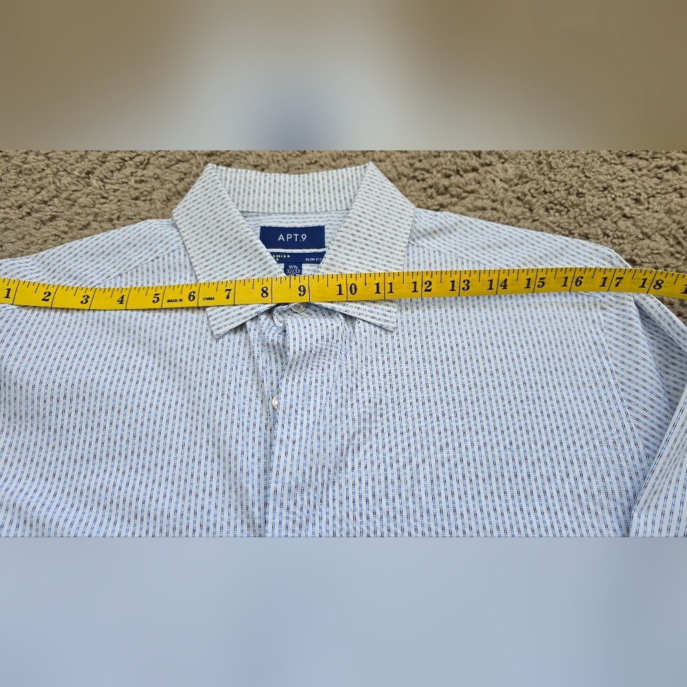Men's Blue Patterned Buttondown Shirt Size 15 1/2 32/33 , Slim Fit - Picture 4 of 6